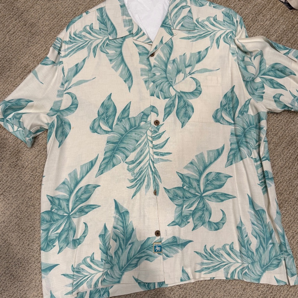 Mens Caribbean Tropical Teal Leaf Size XL